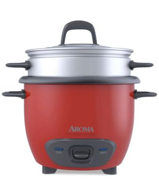 Aroma ARC-743-1NGR 6-Cup Rice Cooker and Food Steamer - Red 