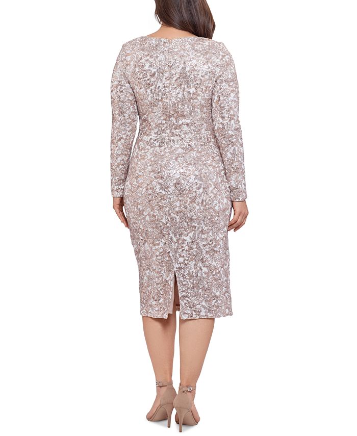 XSCAPE Plus Size Sequin Lace Dress - Macy's