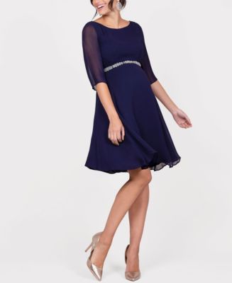 NWT offers LUXE BY SERAPHINE Navy Blue Sheer Sleeve Maternity Cocktail Dress Gisele 12