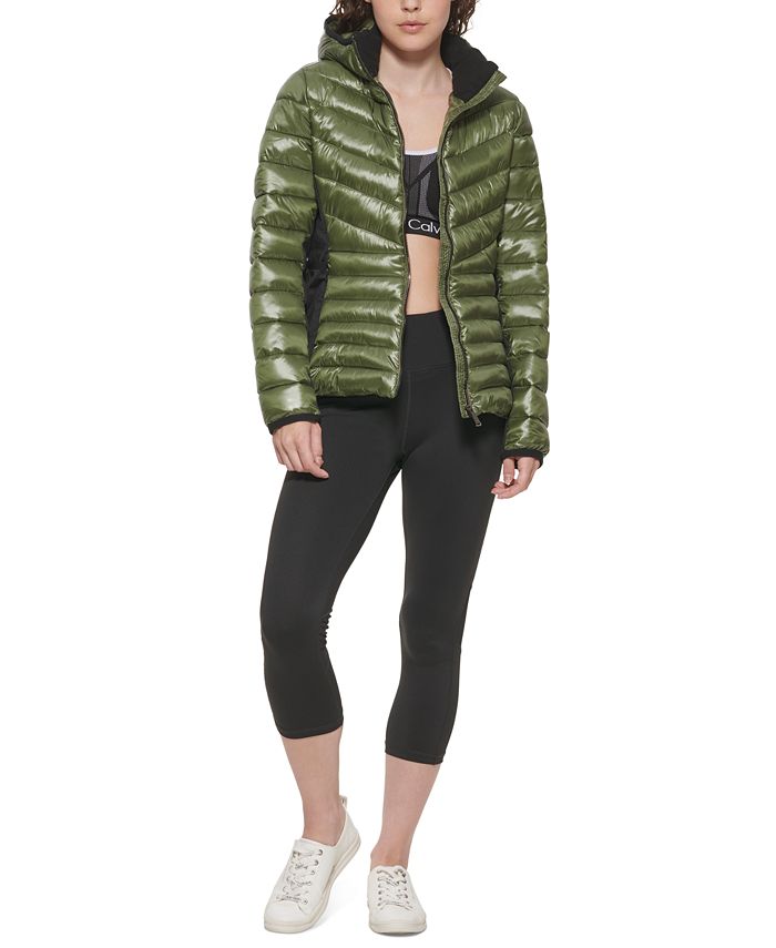 Calvin Klein Women's Hooded SidePanel Jacket Macy's