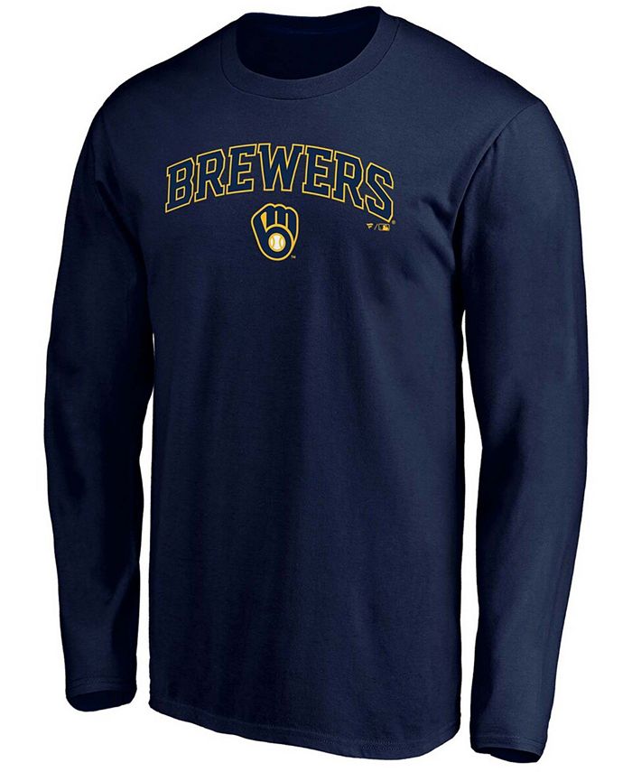 Fanatics Men's Navy Milwaukee Brewers Team Logo Lockup Long Sleeve T ...
