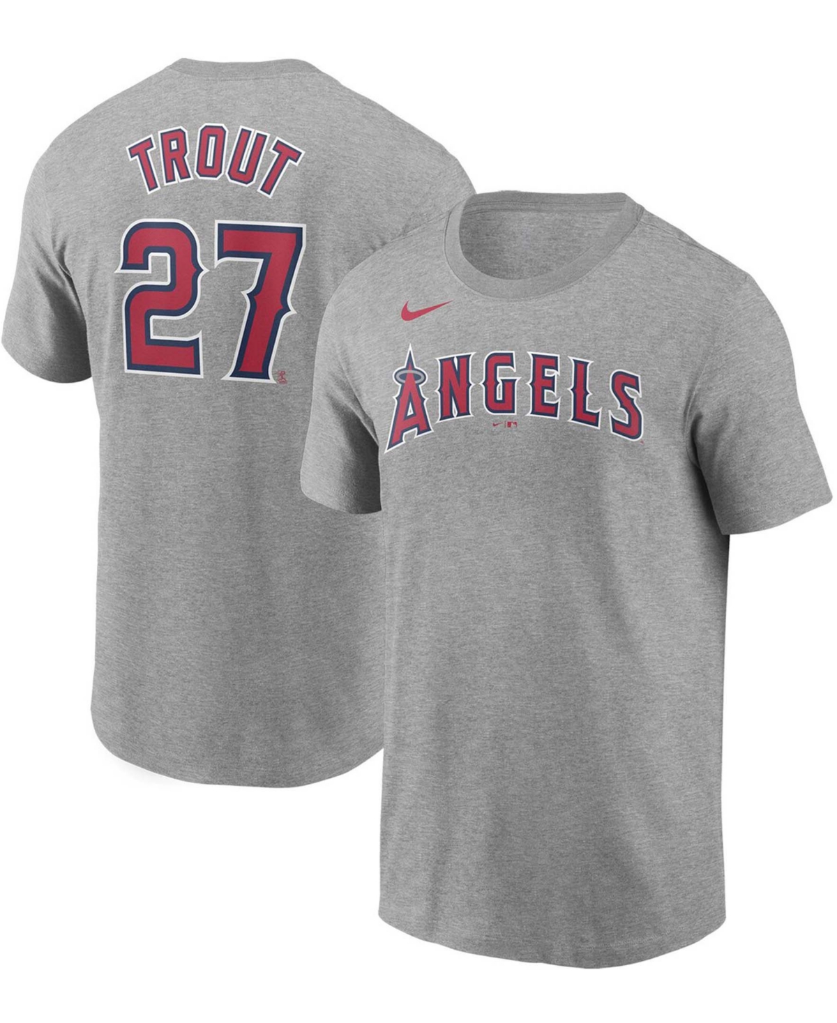 Men's Mike Trout Gray Los Angeles Angels Name and Number T-shirt