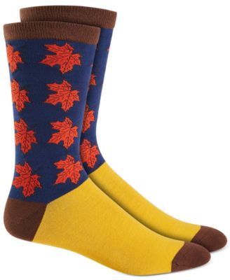 Club Room - Men's Holiday Maple Leaves Crew Socks