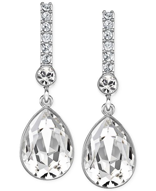 Swarovski SilverTone Crystal Drop Earrings Fashion Jewelry Jewelry