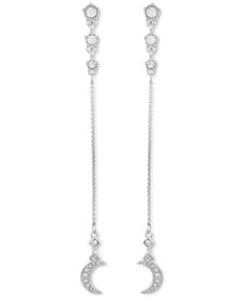 Silver-Tone Crystal Star & Moon Linear Drop Earrings 