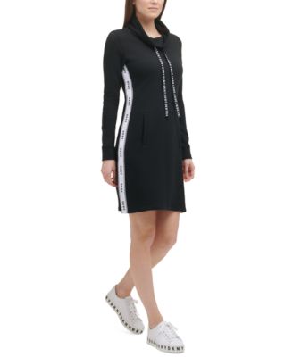 French Terry Funnel-Neck Dress