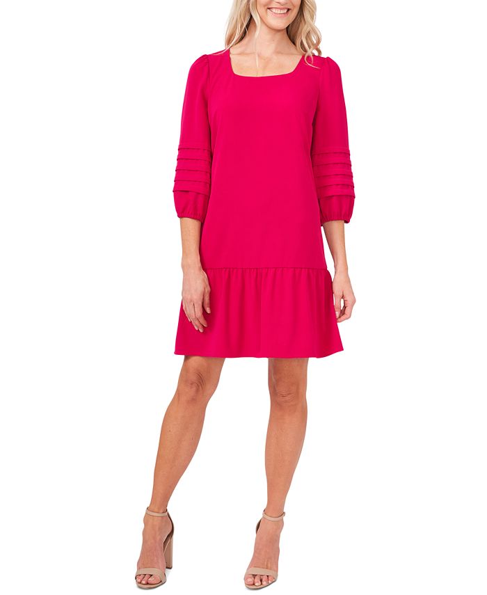 CeCe Solid Square Neck Puff Sleeve Dress Macy s