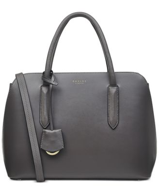 gray leather satchel
