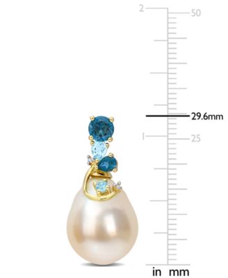 Cultured South Sea Pearl (9-10mm) & Blue Topaz (2 ct. t.w.), & Diamond Accent Drop Earrings in 14k Gold