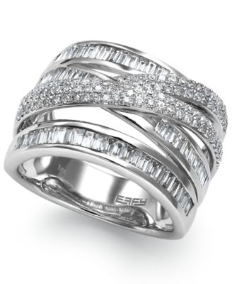 EFFY Collection - Diamond Crossover Ring in 14k White Gold (1-1/5 ct. t.w.)