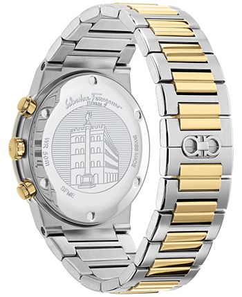 Salvatore Ferragamo - Men's Swiss Chronograph Ferragamo Sapphire Two-Tone Stainless Steel Bracelet Watch 41mm