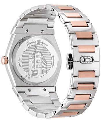 Men's Swiss Vega Two Tone Stainless Steel Bracelet Watch 40mm
