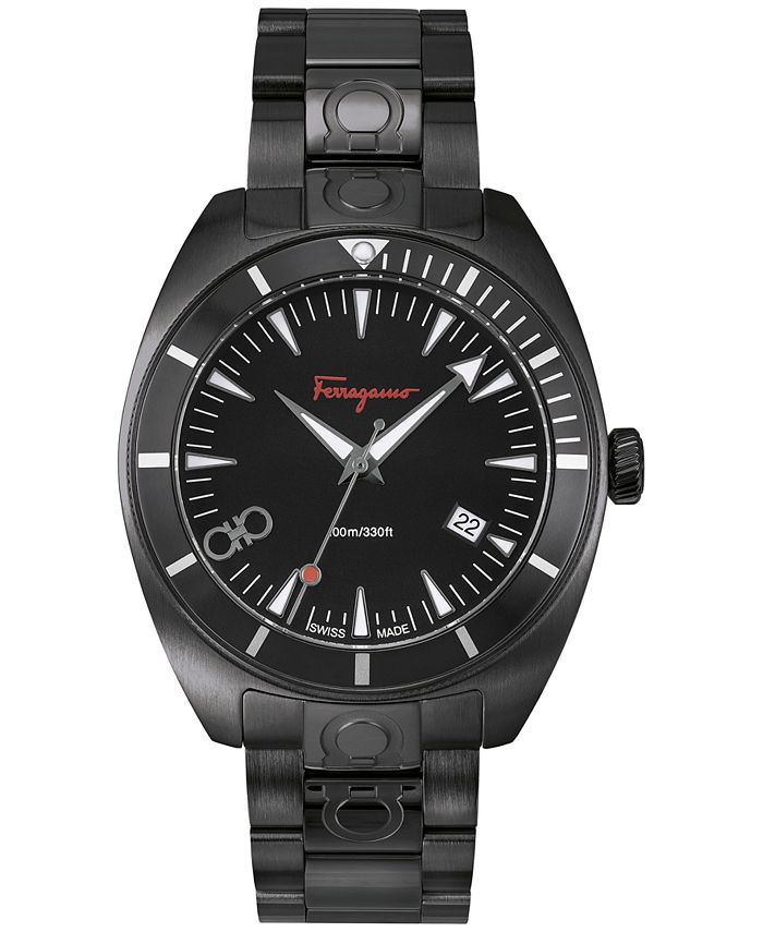 Salvatore Ferragamo - Men's Swiss Ferragamo Experience Black Ion Plated Bracelet Watch 41mm