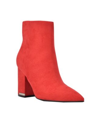 red booties block heel