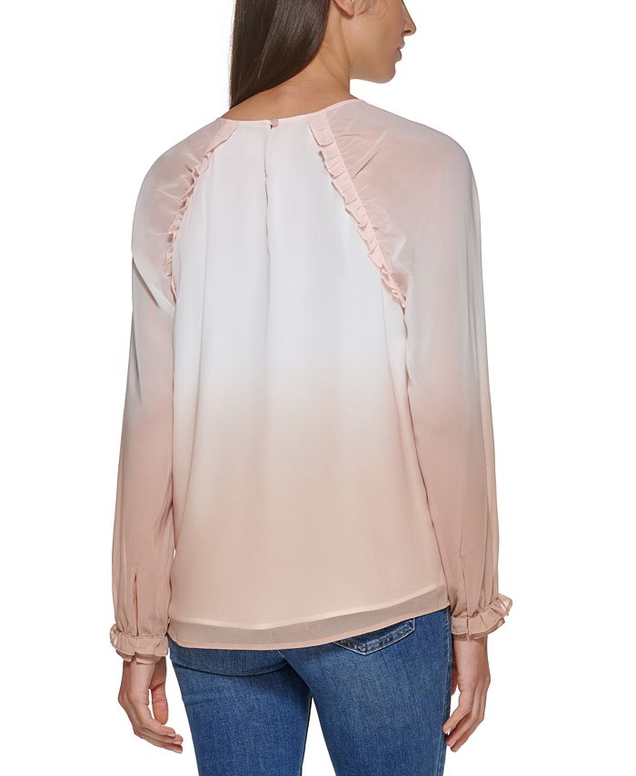 Calvin Klein Ombré Long Sleeve Blouse Macys