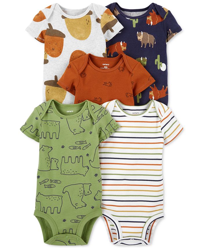 Carter's Baby Boy Assorted Short Sleeved Bodysuits, Pack of 5 - Macy's