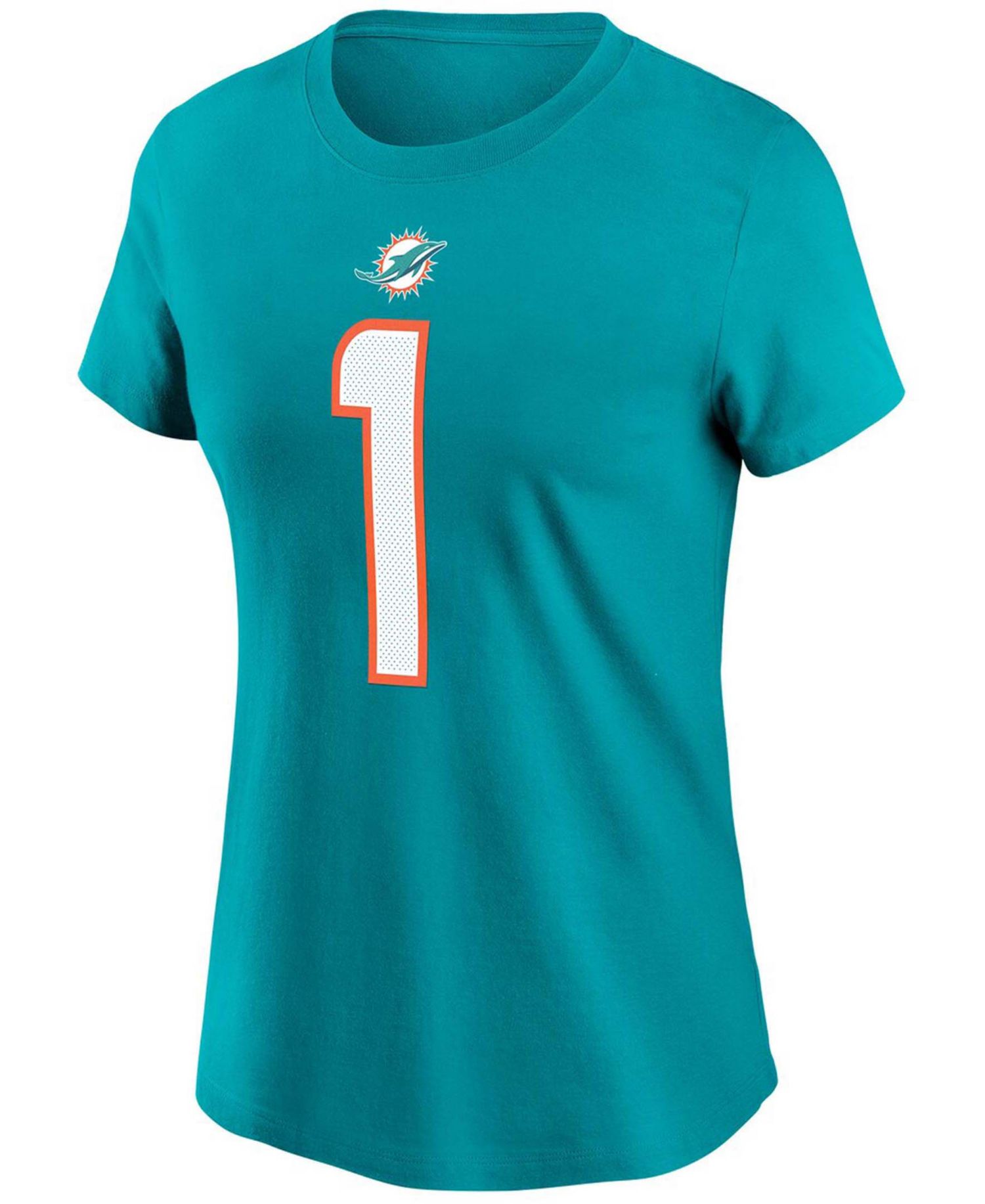 Women's Tua Tagovailoa Aqua Miami Dolphins Name & Number T-shirt