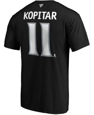 Men's Anze Kopitar Black Los Angeles Kings Team Authentic Stack Name and Number T-shirt
