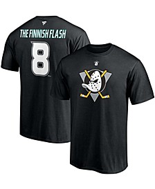 Men's Teemu Selanne Black Anaheim Ducks Authentic Stack Retired Player Nickname and Number T-shirt