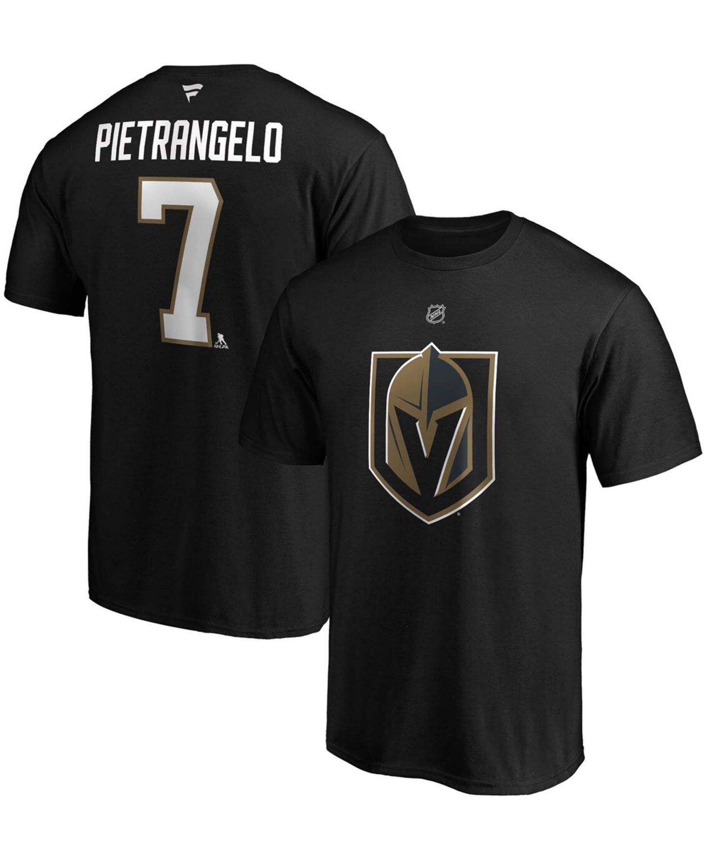 Мужская футболка Fanatics Alex Pietrangelo Black Vegas Golden Knights Authentic Stack Name and Number — фото 1
