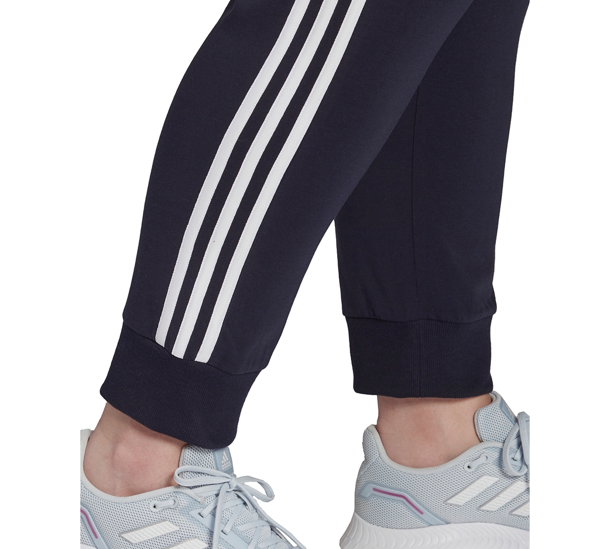 adidas Essentials Plus Size 3-Stripe Tapered Pants -white