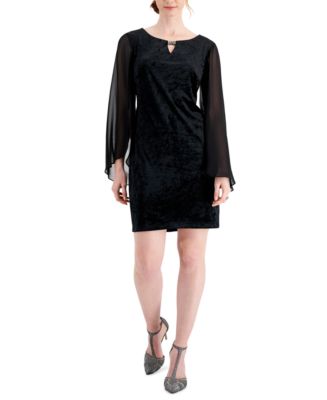 Connected Petite Chiffon-Sleeve Velvet Dress & Reviews - Dresses ...