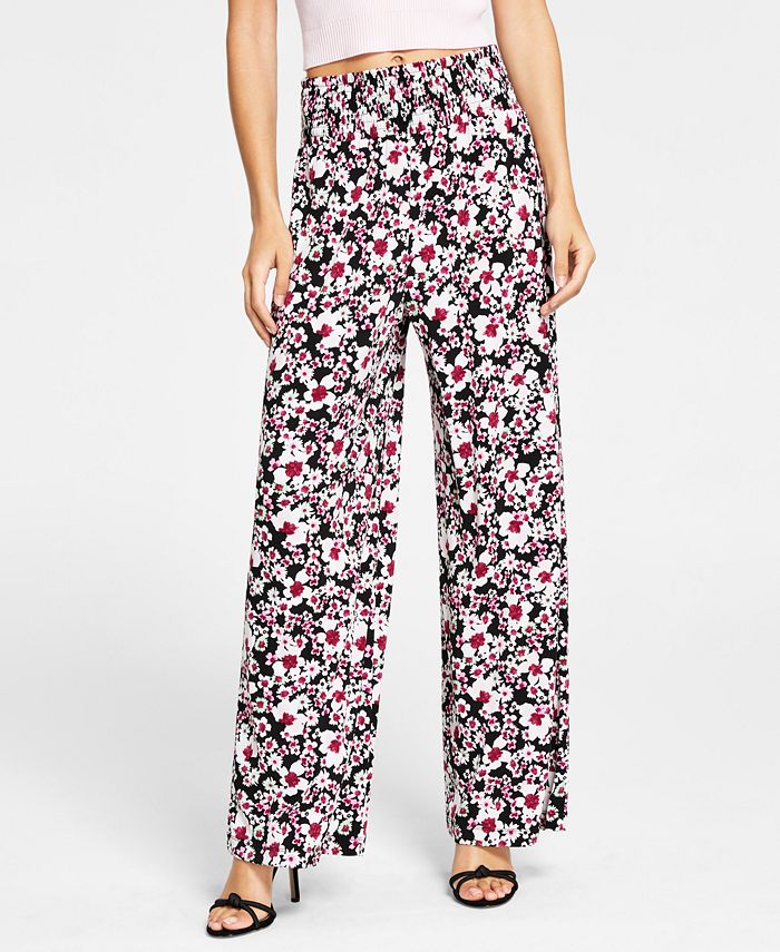 Bar III Floral-Print Wide-Leg Pants, Created for Macy's - Macy's