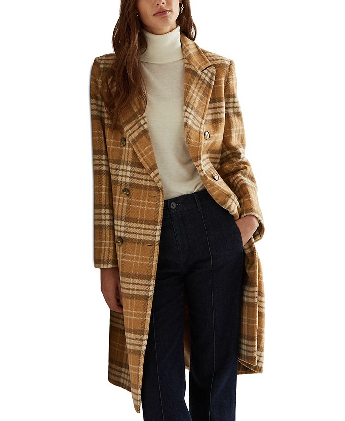 Lauren Ralph Lauren Plaid Double-Breasted Wool-Blend Walker Coat