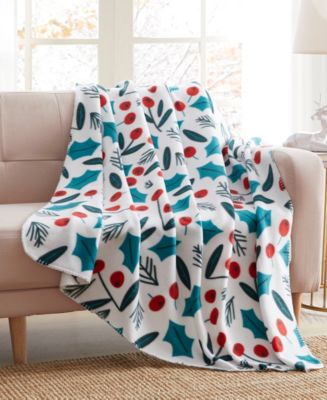 Birch Trails Holiday Printed Fleece Throw, 50