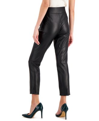 Kasper Faux-Leather Pull-On Ankle Pants 