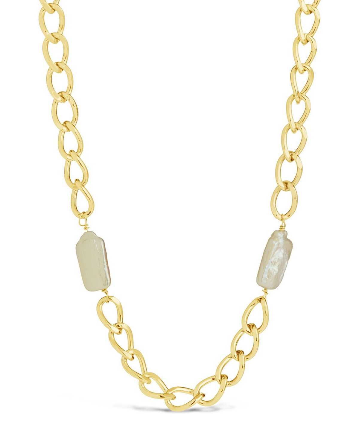 Women's Imitation Pearl Chain Necklace - Gold-Tone