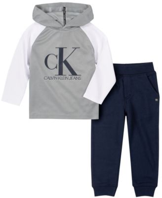 Toddler Boys 2 Piece Logo Hooded T-shirt and Terry Joggers Set