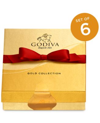 Godiva - Holiday Assorted Chocolate Gold Favors with Red Ribbon, Set of 6