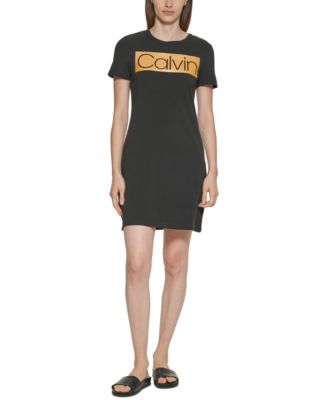 Calvin Klein - Foil-Logo Sheath T-Shirt Dress