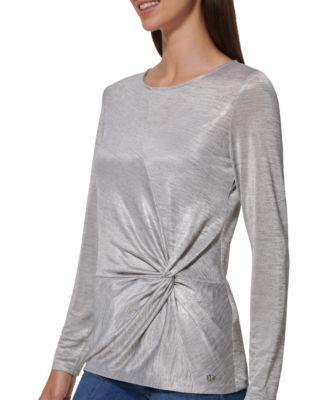 Calvin Klein - Side-Twist Shimmer Knit Top