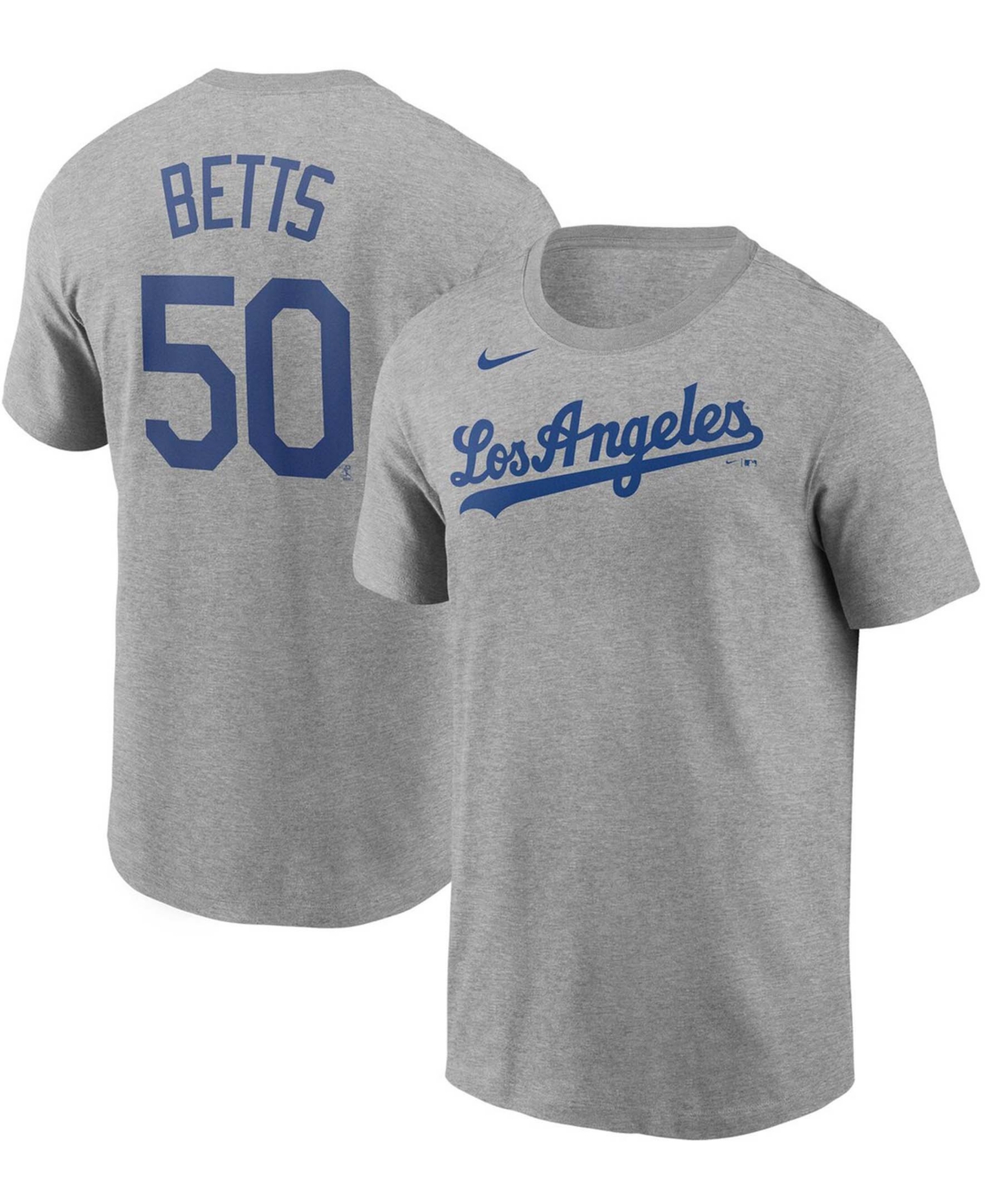 Men's Mookie Betts Heather Gray Los Angeles Dodgers Name Number T-shirt