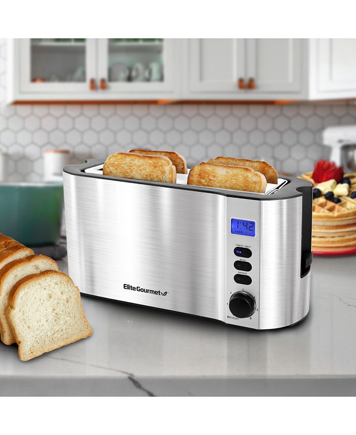 Elite Gourmet - 4-Slice Digital Long-Slot Toaster