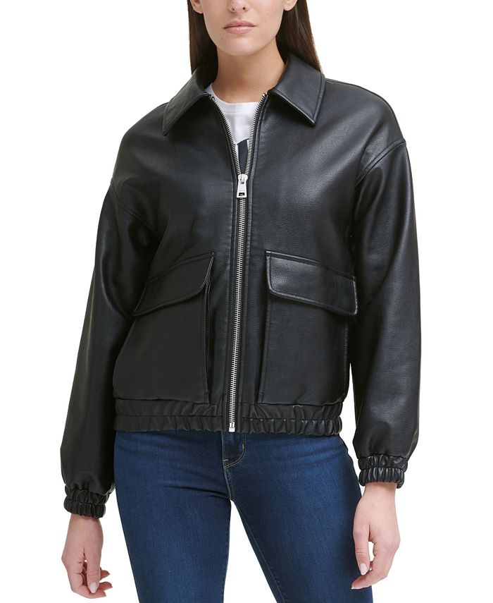 Levi's Women's Hooded Faux-Leather Bomber Jacket - Macy's