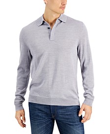 Men's Merino Wool Blend Polo Sweater, Created for Macy's 