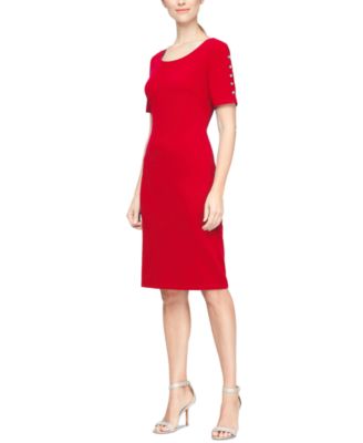 SL Fashions - Beaded-Sleeve Sheath Dress