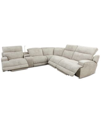 Sebaston 6-Pc. Fabric Sectional with 3 Power Motion Recliners and 1 USB Console, Created for Macy's