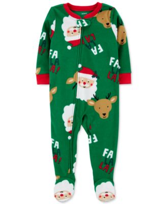 Carter's - Baby Boys or Girls Santa-Print Fleece Footed Pajamas