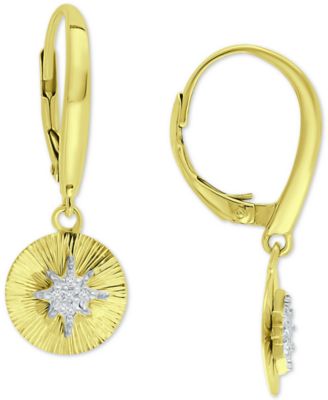 Cubic Zirconia Starburst Disc Drop Earrings, Created for Macy's