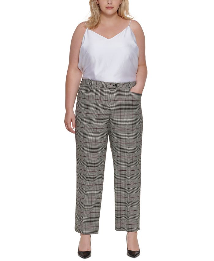 Calvin Klein Plus Size Glen Plaid Modern Pants - Macy's