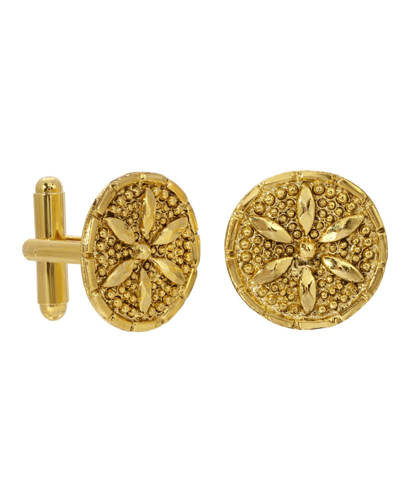 Мужские запонки 2028 14K Gold-tone Round Cufflinks, цвет: Позолоченный — фото 1