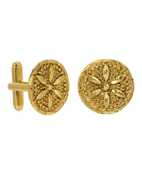 Мужские запонки 2028 14K Gold-tone Round Cufflinks, цвет: Позолоченный