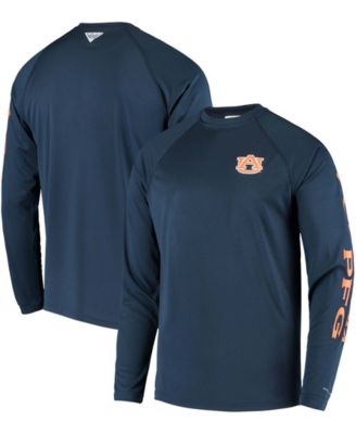 Men's PFG Navy Auburn Tigers Terminal Tackle Omni-Shade Long Sleeve T-shirt
