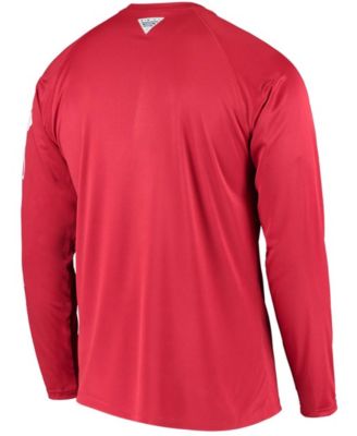 Men's PFG Crimson Alabama Crimson Tide Terminal Tackle Omni-Shade Long Sleeve T-shirt