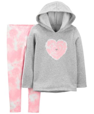 Carter's Big Girls Heart Fleece Hooded Top and Leggings, Piece