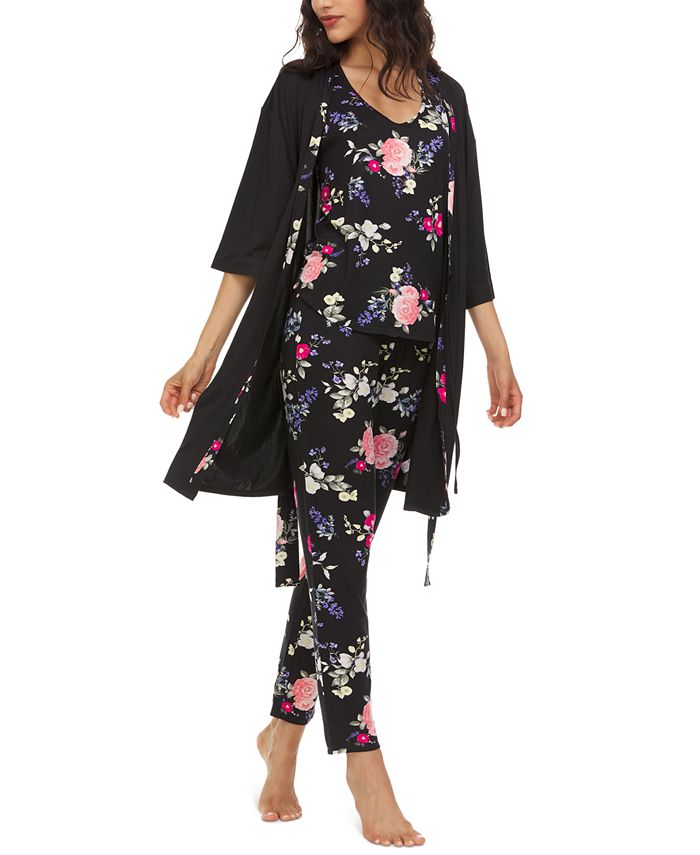 Flora by Flora Nikrooz Payton Travel Wrap Robe, Tank Top & Pants Pajama